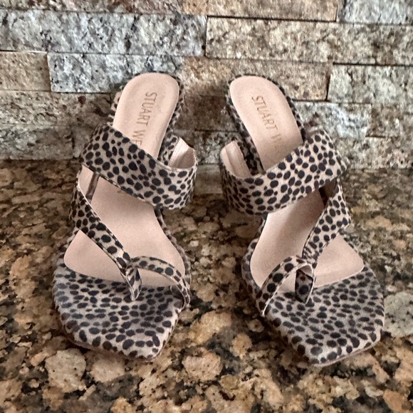 Stuart Weitzman Lyla 75 cheetah suede sandal mules - Picture 8 of 10